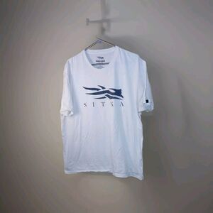Sitka Gear Shirt Mens Size XL White With Black Graphic Organic Cotton 46×28